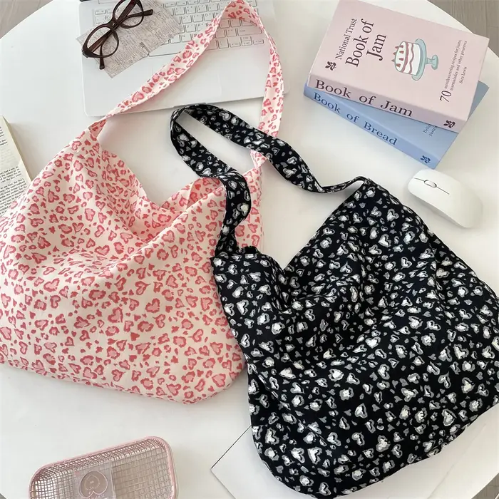 Sac à bandoulière en toile léopard rétro artistique pour femmes