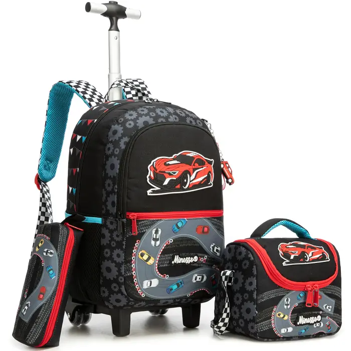 Sac à dos roulant pour filles avec boîte à déjeuner