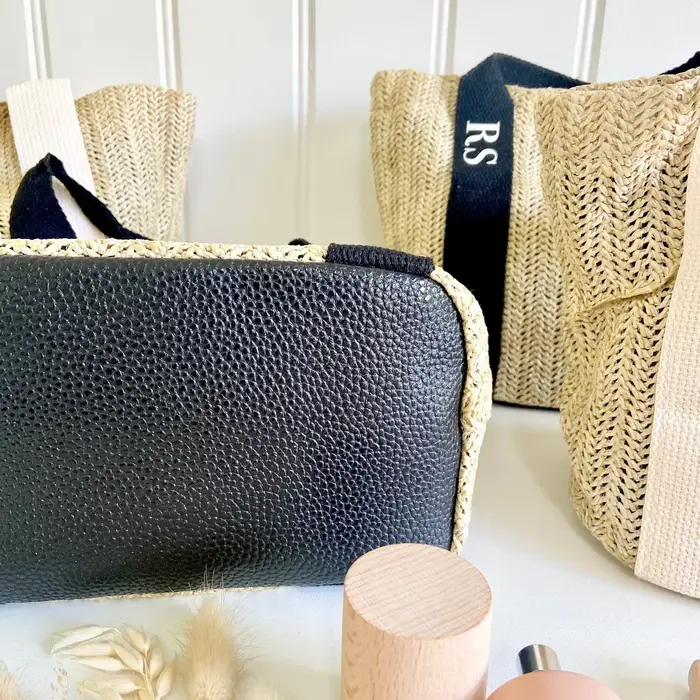 Sac de plage en paille personnalisé pour demoiselle d'honneur