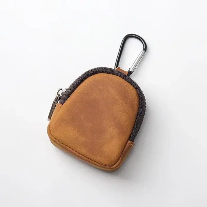 Mini pochette rétro en cuir PU avec fermeture éclair pour pièces de monnaie