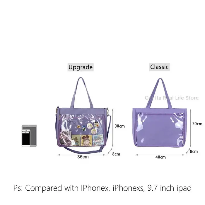 Italife violet Ita sac grand avec insérer femmes Lolita bandoulière Kawaii sac clair cartable pour adolescente Itabag épaule H210