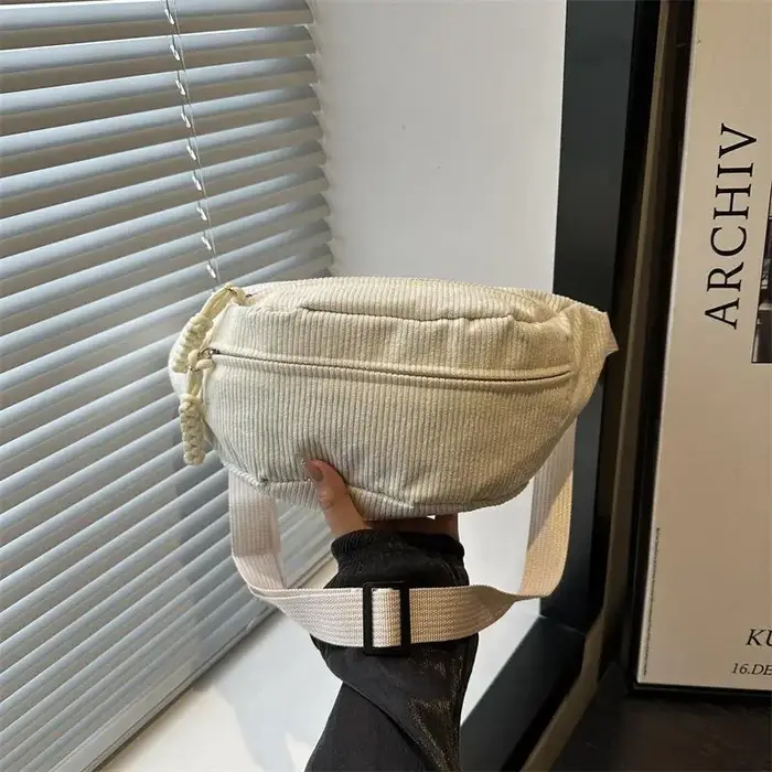 ♥ Sac banane en velours côtelé pour femmes
