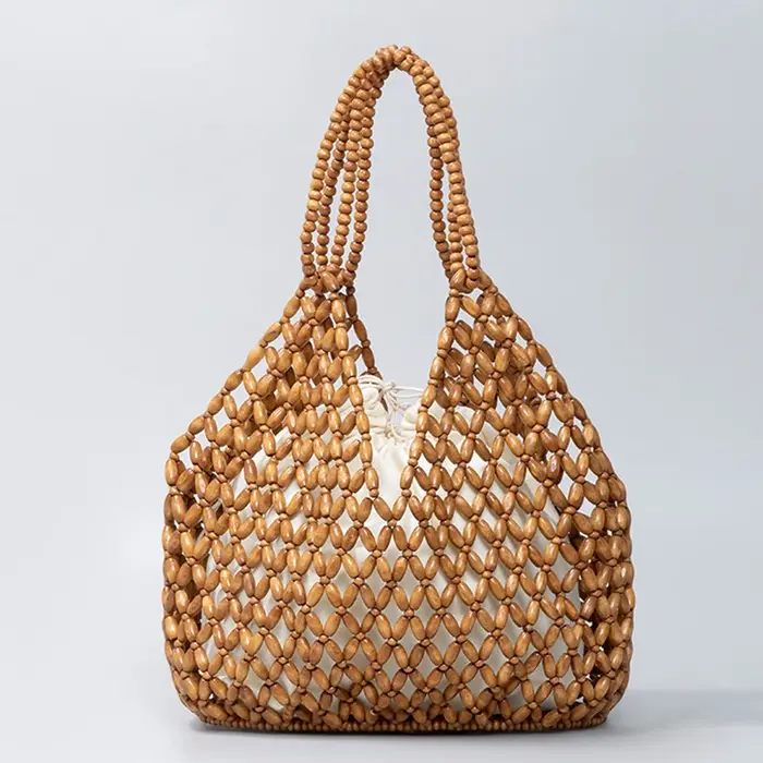 Sac à main en perles de bois tissé à la main pour femmes