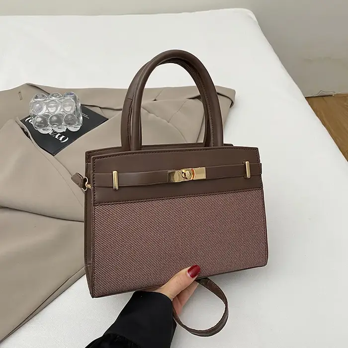 Sac à main tendance, simple et élégant, sac bandoulière décontracté rétro à blocs de couleurs pour f