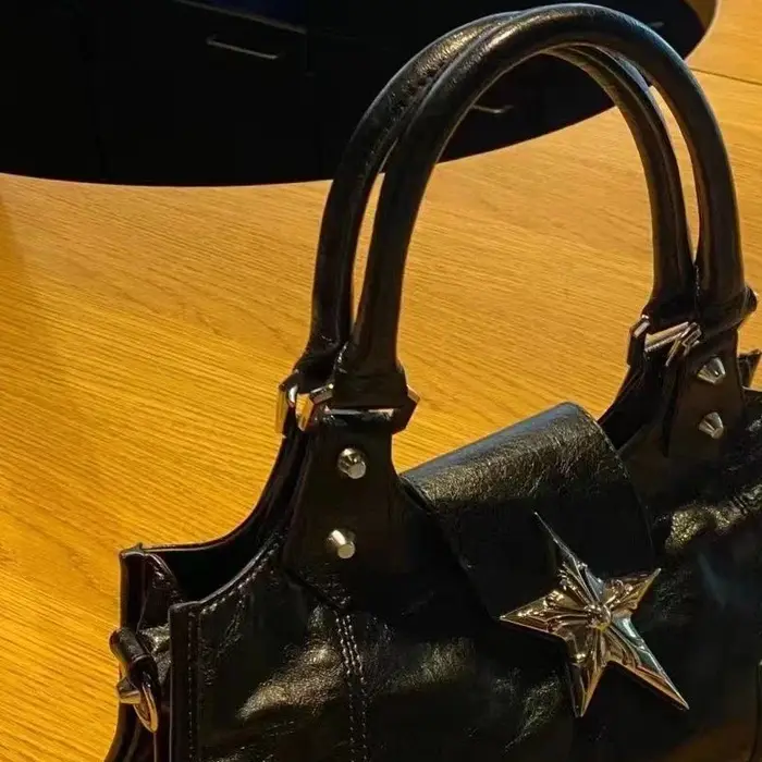Sac fourre-tout noir étoile gothique coréenne pour femme, sac à main fille Y2K, sacs à main initiés, esthétique vintage, nickel é, grunge punk, goth, E27