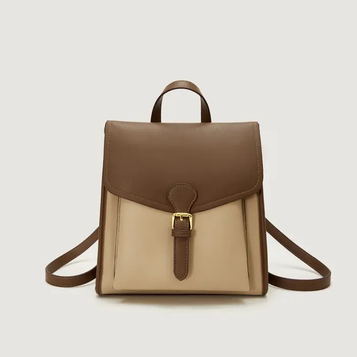 Sac à dos en cuir bicolore pour femme