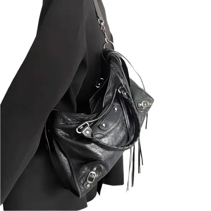 Sac à bandoulière Rivet Tassel Biker pour femme