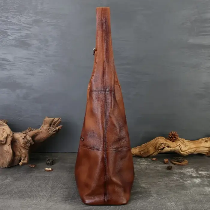 Sac fourre-tout Johnature 2026 en cuir véritable grande capacité, style vintage, en cuir de vachette