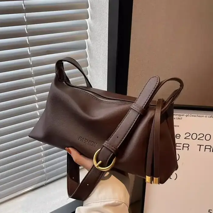 Sac à bandoulière en cuir PU souple pour femmes