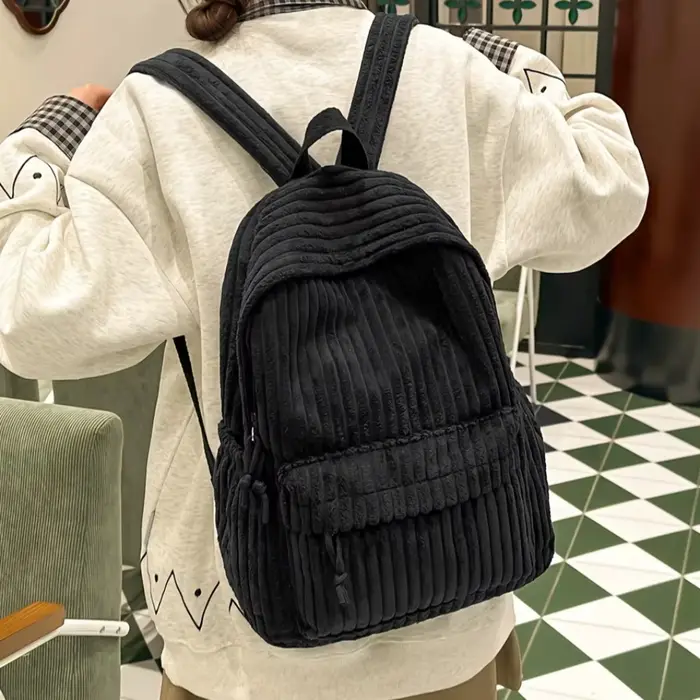 Sac à dos en velours côtelé de style coréen