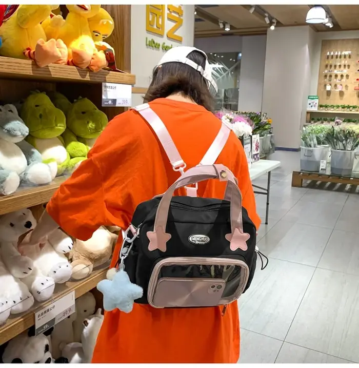 JIAERDI Harajuku jaune Itabag sacs à bandoulière femmes poignée en Nylon sac de messager décontracté filles Transparent