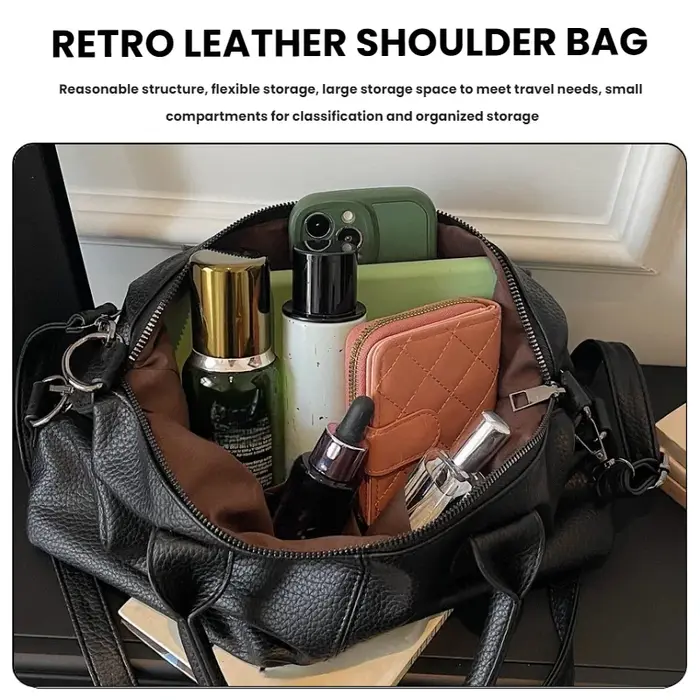 Sac fourre-tout vintage pour femmes, couleur unie simple, grande capacité, sac à main, sac bandoulière pour femmes, sac à main décontracté pour le quotidien et les voyages.