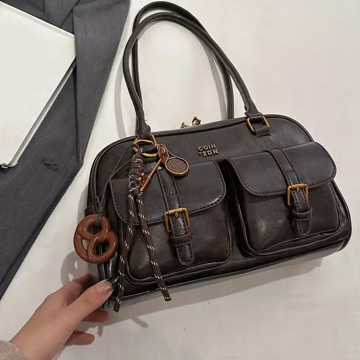 Sac à main multi-poches marron café pour femmes