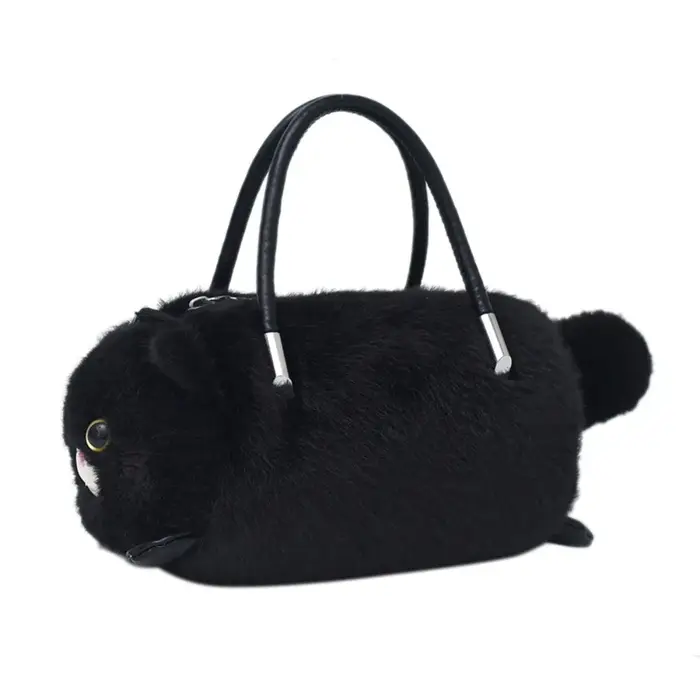 Sac à main tendance pour femme, style chat, en fausse fourrure moelleuse, décontracté, petit et mign