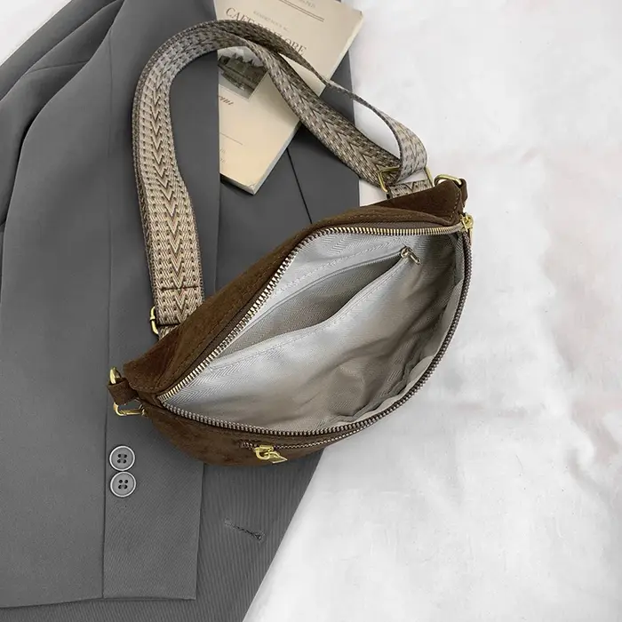 2025 hiver Faux daim poitrine sac femme taille sac rue tendance Fanny Pack voyage décontracté