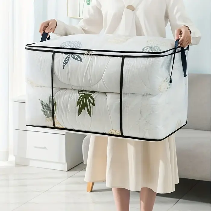 Grand sac de rangement transparent avec fermeture éclair et poignée