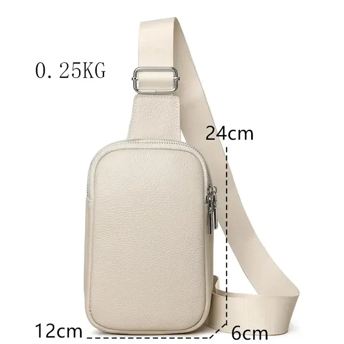 Sac de Poitrine en Cuir Véritable de Luxe pour Femme