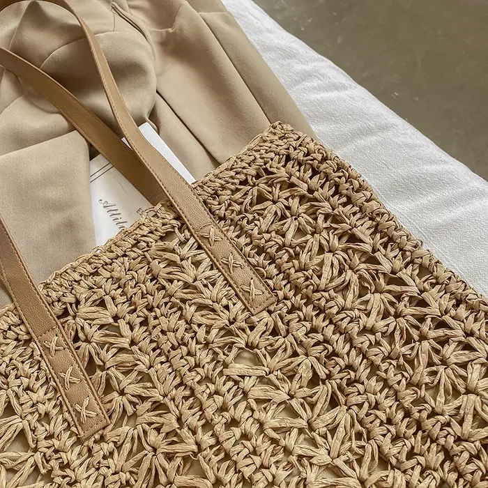 Sac à Main en Paille de Grande Capacité pour Femme