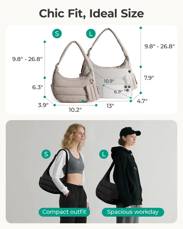 BAGSMART Sac à bandoulière pour femme Petit sac à main bouffant Sac