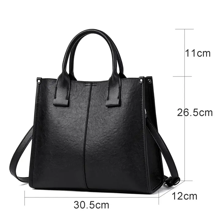 Sac à bandoulière en cuir véritable pour femmes, couleur unie, minimaliste, à la mode, grande capaci