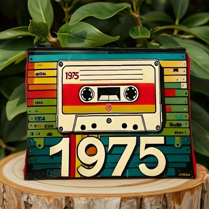 Vintage 1975 Cassette ruban conception sac de maquillage organisateur de voyage femmes sac cosmétique stockage nostalgique accessoire cadeau de vacances