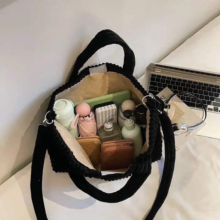 Sac fourre-tout en velours côtelé pour femmes