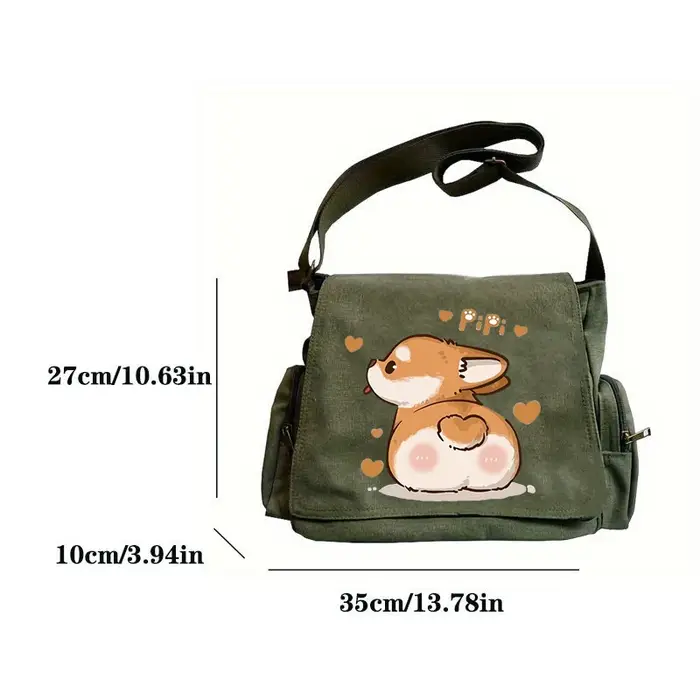Sac à bandoulière imprimé Corgi pour femmes