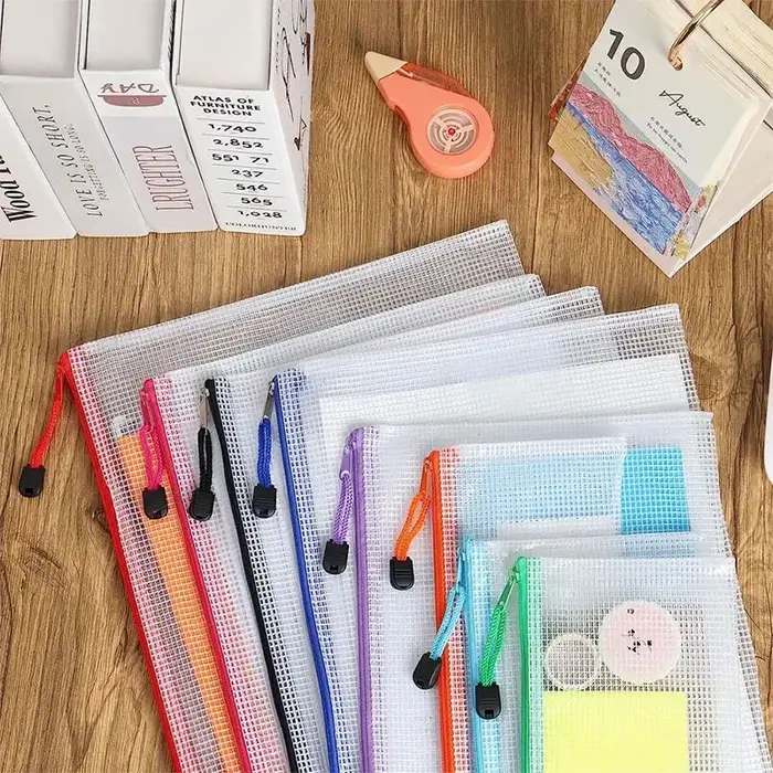 Pochette à Documents en Maille avec Fermeture Éclair