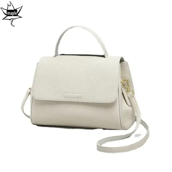 Sac messager beige blanc à 2 sangles pour femme