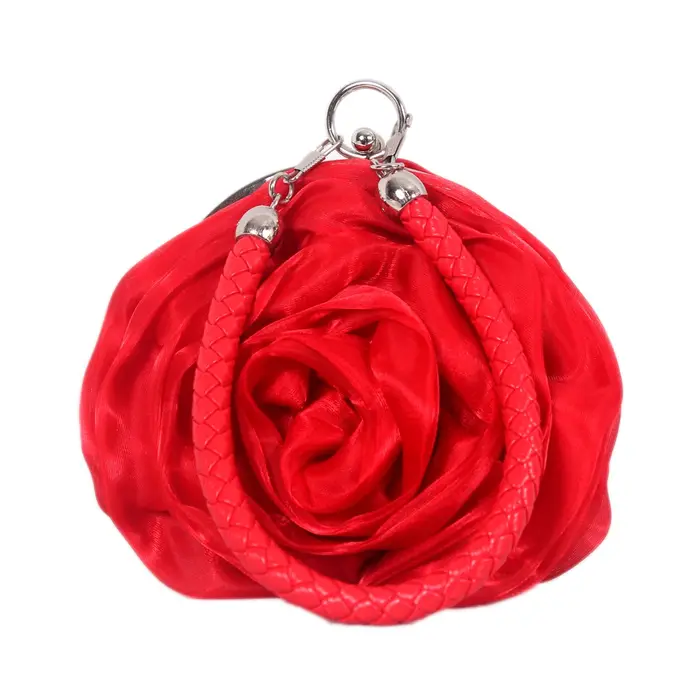 Pochette de mariage en soie pour femmes avec fleur de camélia