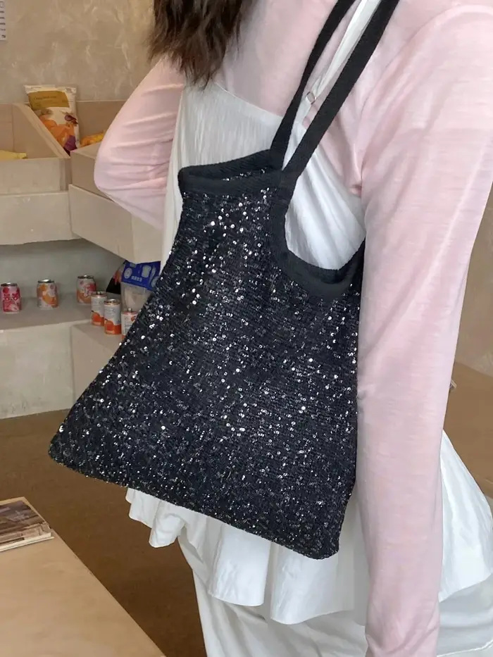 Sac à bandoulière en sequins et strass