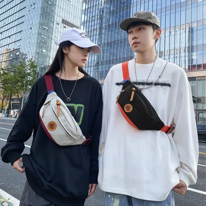 Sac de poitrine mode décontracté polyvalent sac à bandoulière multi fonctionnel grande capacité sac de taille de sport