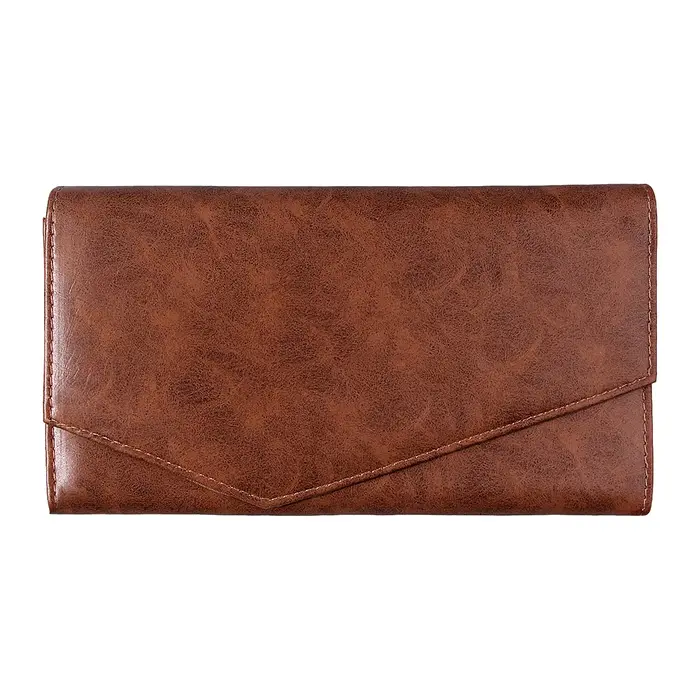 Pochette à pinceaux de maquillage en PU marron avec boucle magnétique, organiseur anti-poussière et 