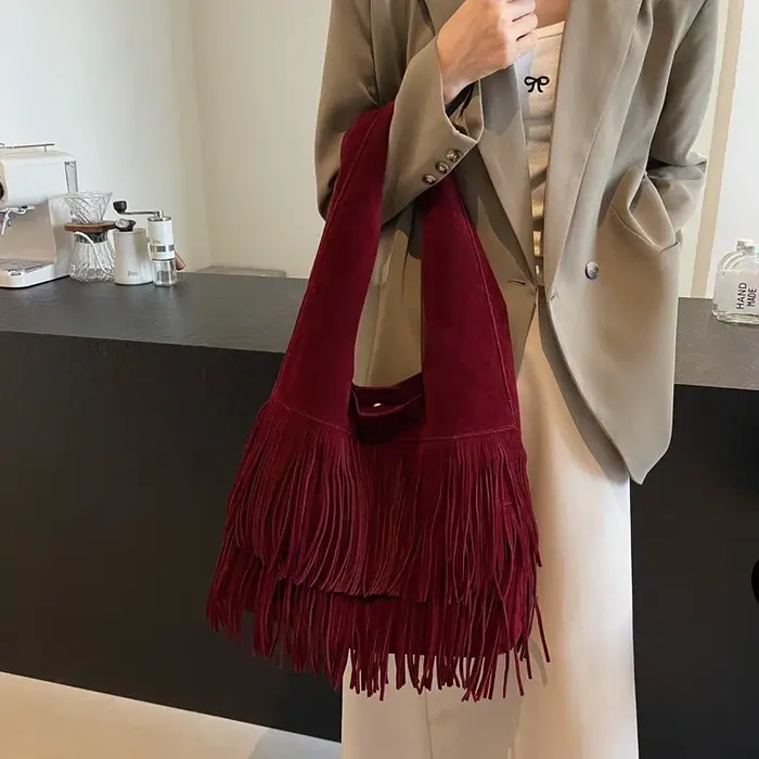 Sac à bandoulière en faux daim pour femme