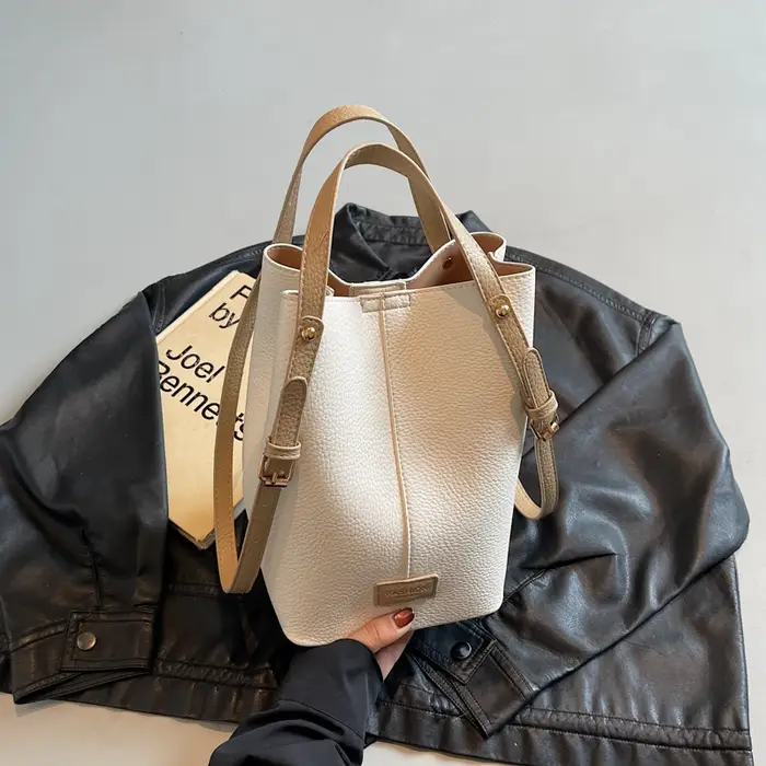 Sac seau noir femmes Niche Style occidental Texture sac à bandoulière en cuir souple grande capacité bolsa feminina mode 2 ensemble fourre-tout