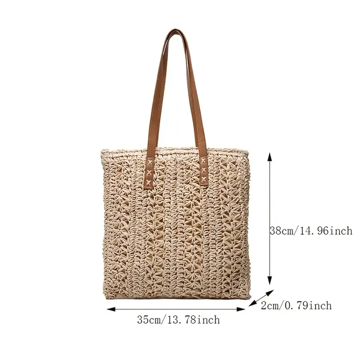 Sac à Main en Paille de Grande Capacité pour Femme