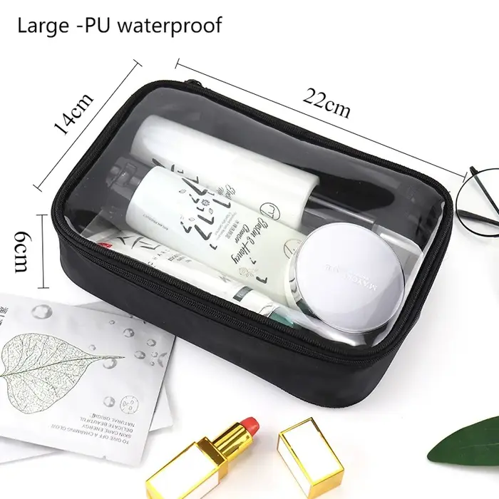 Trousse de maquillage imperméable en PVC transparent pour femmes