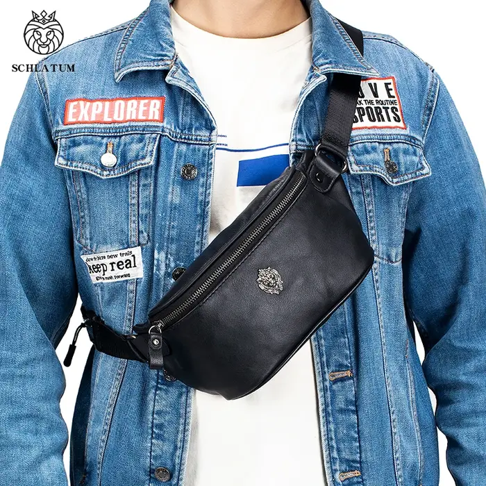 Sacs banane en cuir véritable pour hommes