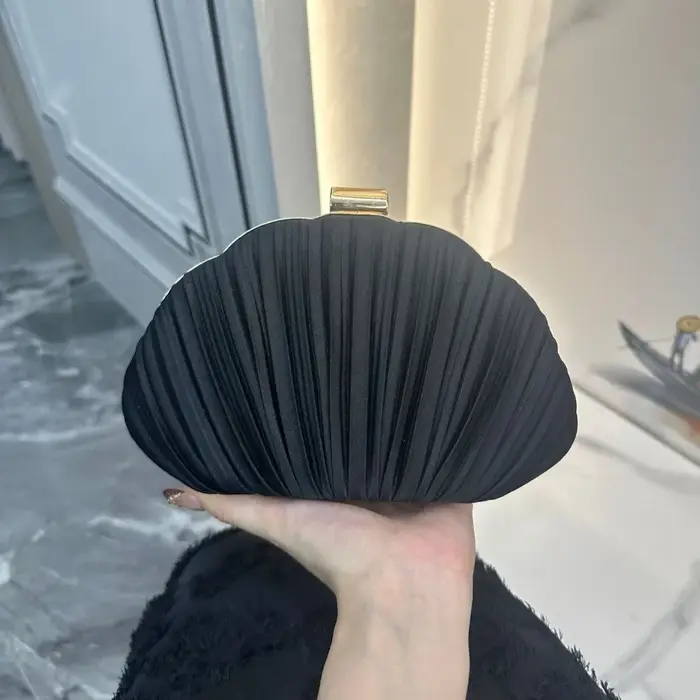 Nouvelle Pochette de Soirée Élégante en Forme de Coquille avec Doublure en Nylon