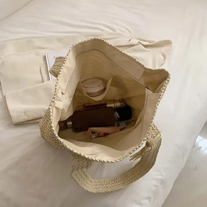 Sac à main en paille tissé pour femmes