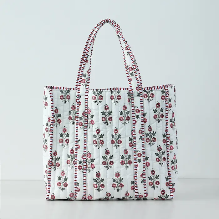 Sac fourre-tout matelassé à fleurs pour femmes