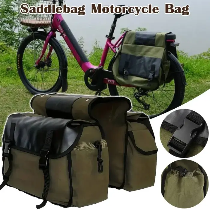 Sac de moto rétro en toile résistante à l'usure