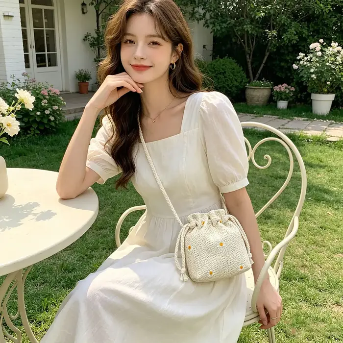 Sac seau mini tressé en herbe fraîche