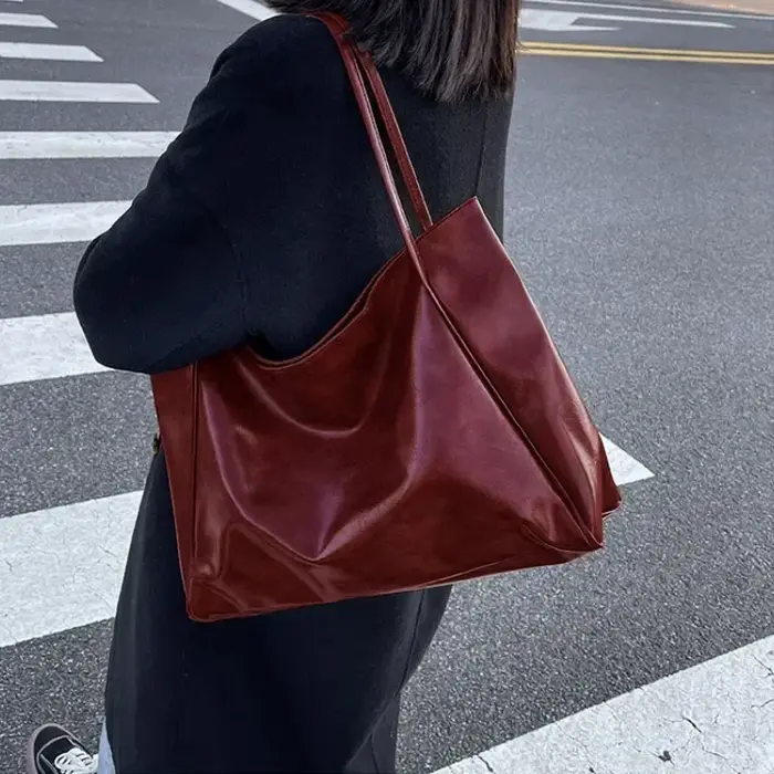 Sac fourre-tout en cuir PU souple pour femme