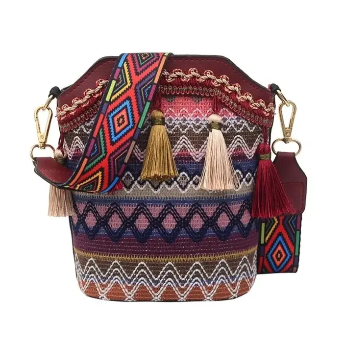 Sac à bandoulière ethnique tissé à la main pour femmes