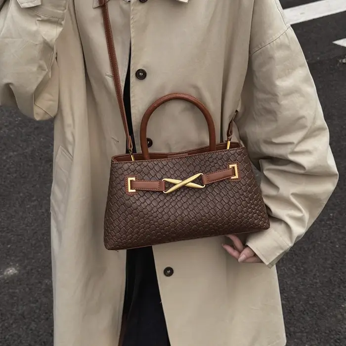 Sac à main à texture tissée en Pu pour femmes