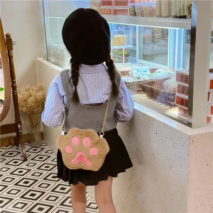Sac à bandoulière en peluche pour fille