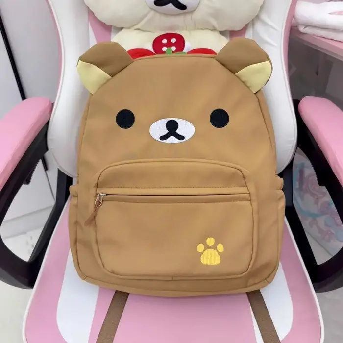 Dessin animé Rilakkumas sac à dos pour enfants Kawaii Korilakkuma broderie toile sac à dos grande capacité filles garçons étudiant sac d'école