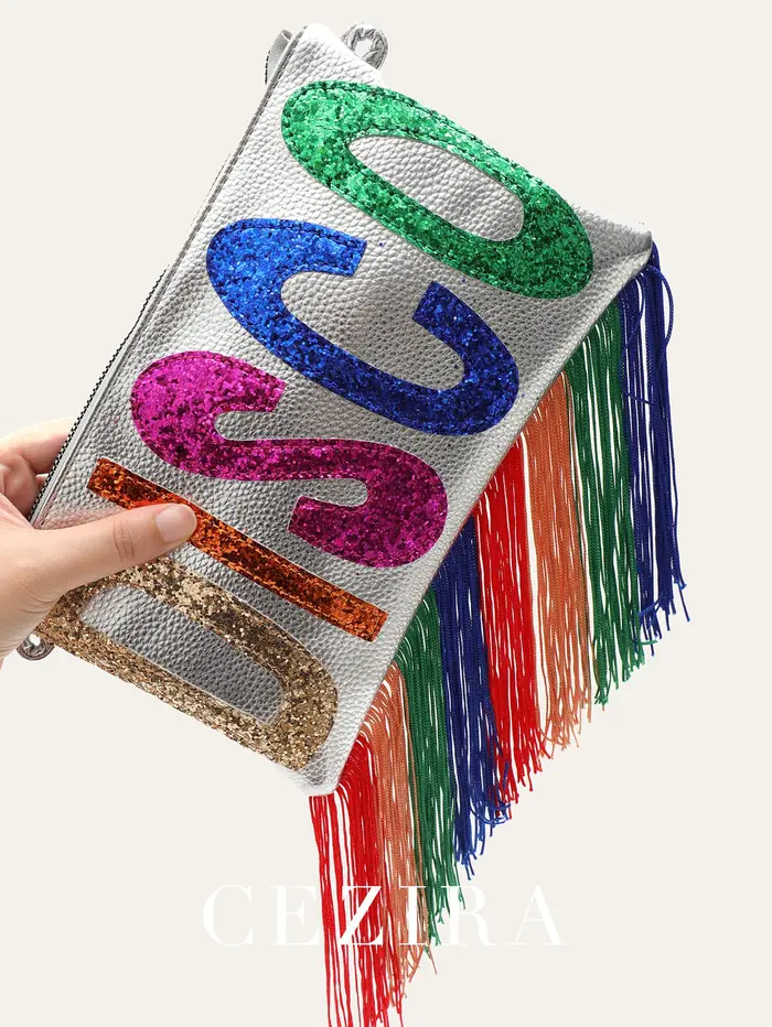 Pochette de luxe en cuir PU métallique pour femmes