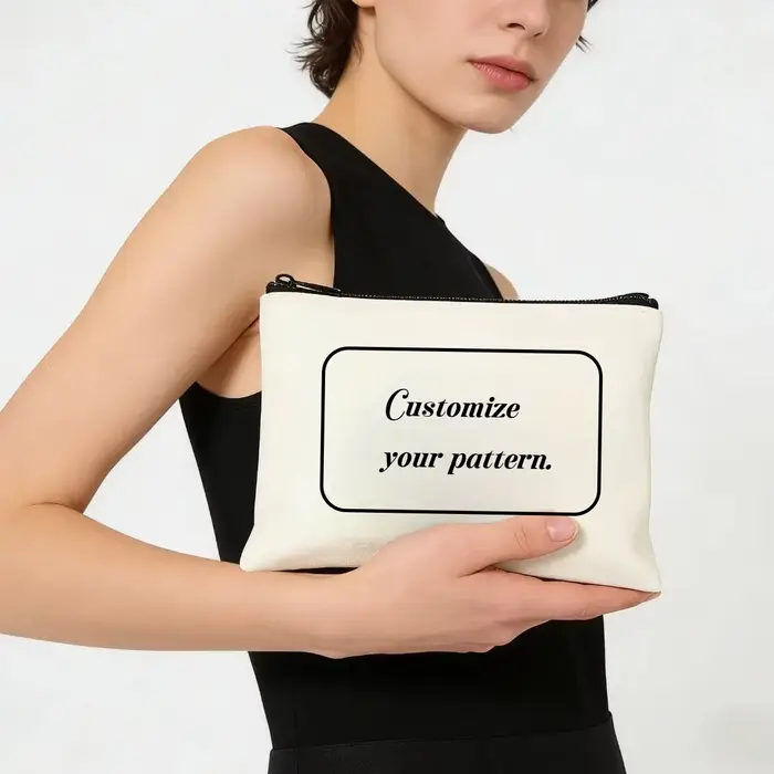 1 pièce, sac à maquillage personnalisé en toile avec photo